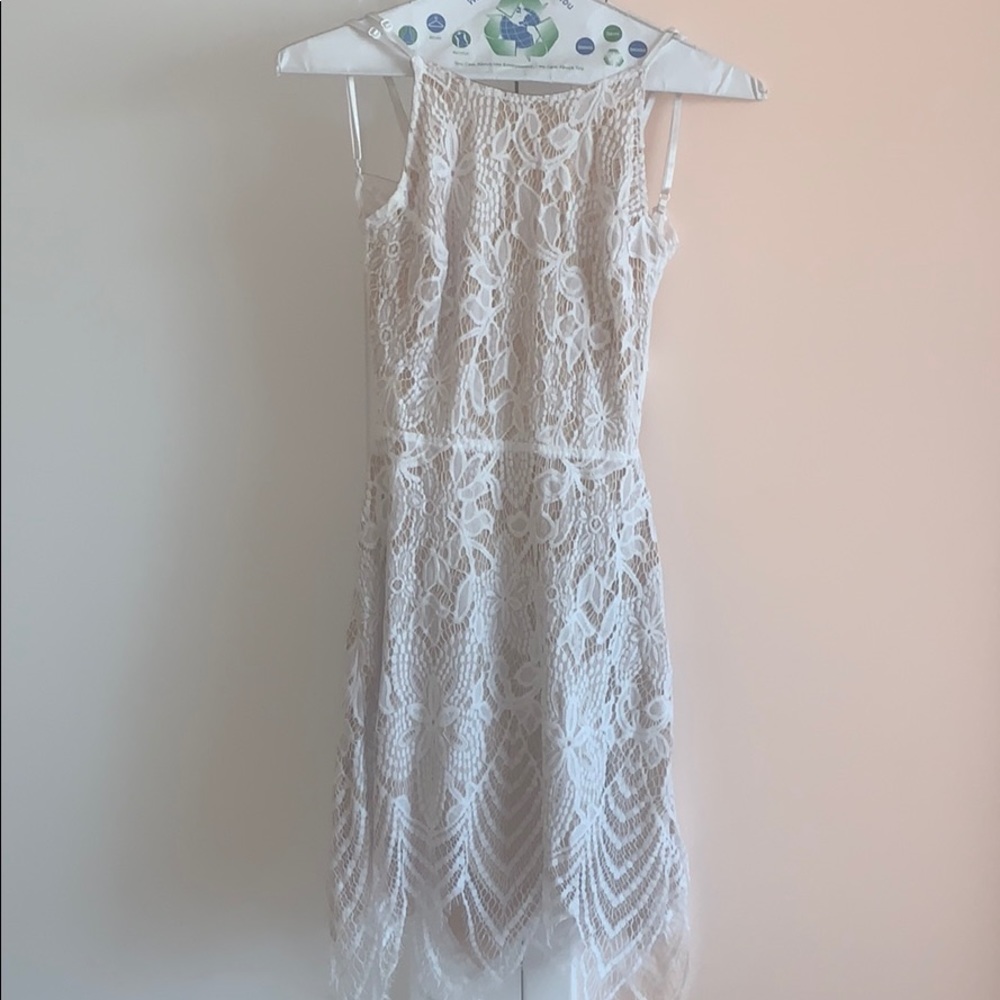 Sexy white midi lace dress